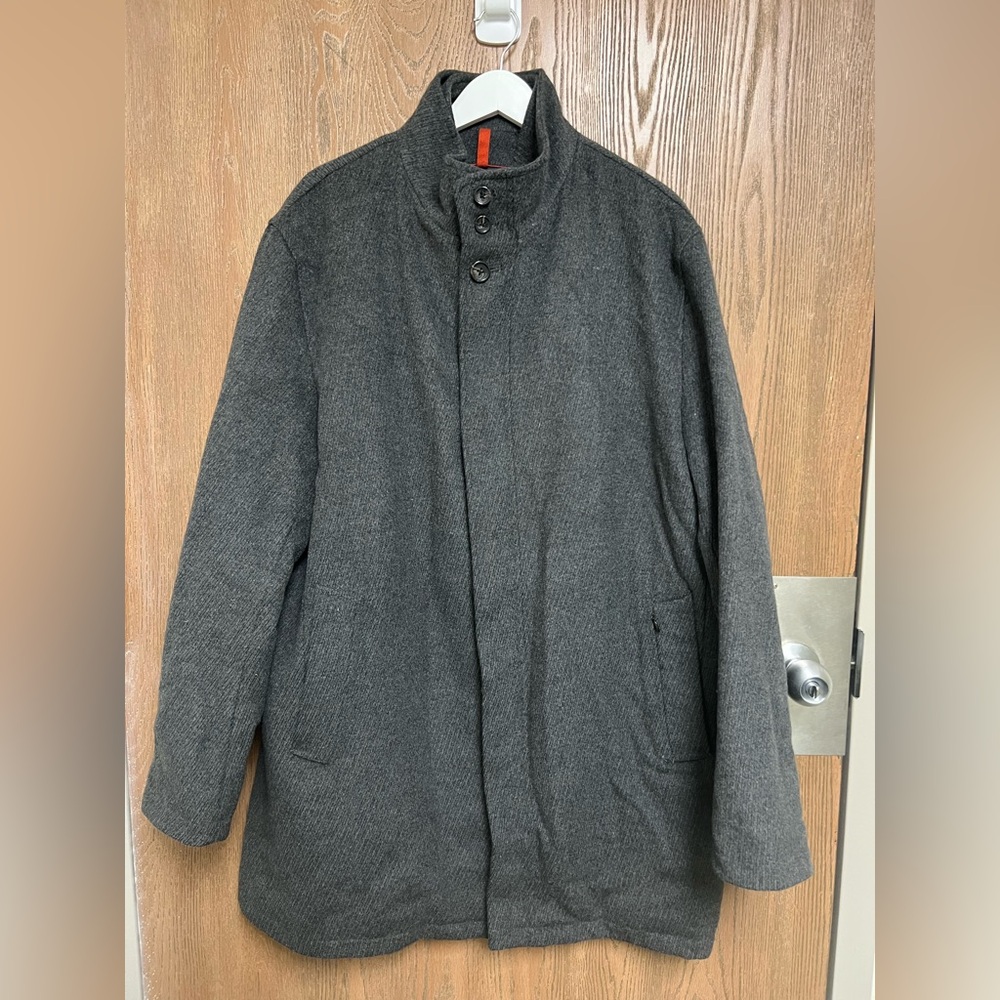 Sanyo Men Grey Angora/Wool/Silk/Cashmere Coat